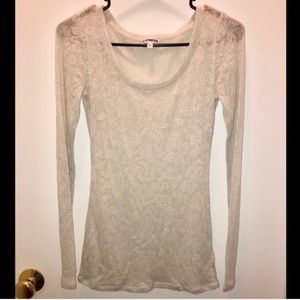 2 scoop-neck semi-sheer shirts